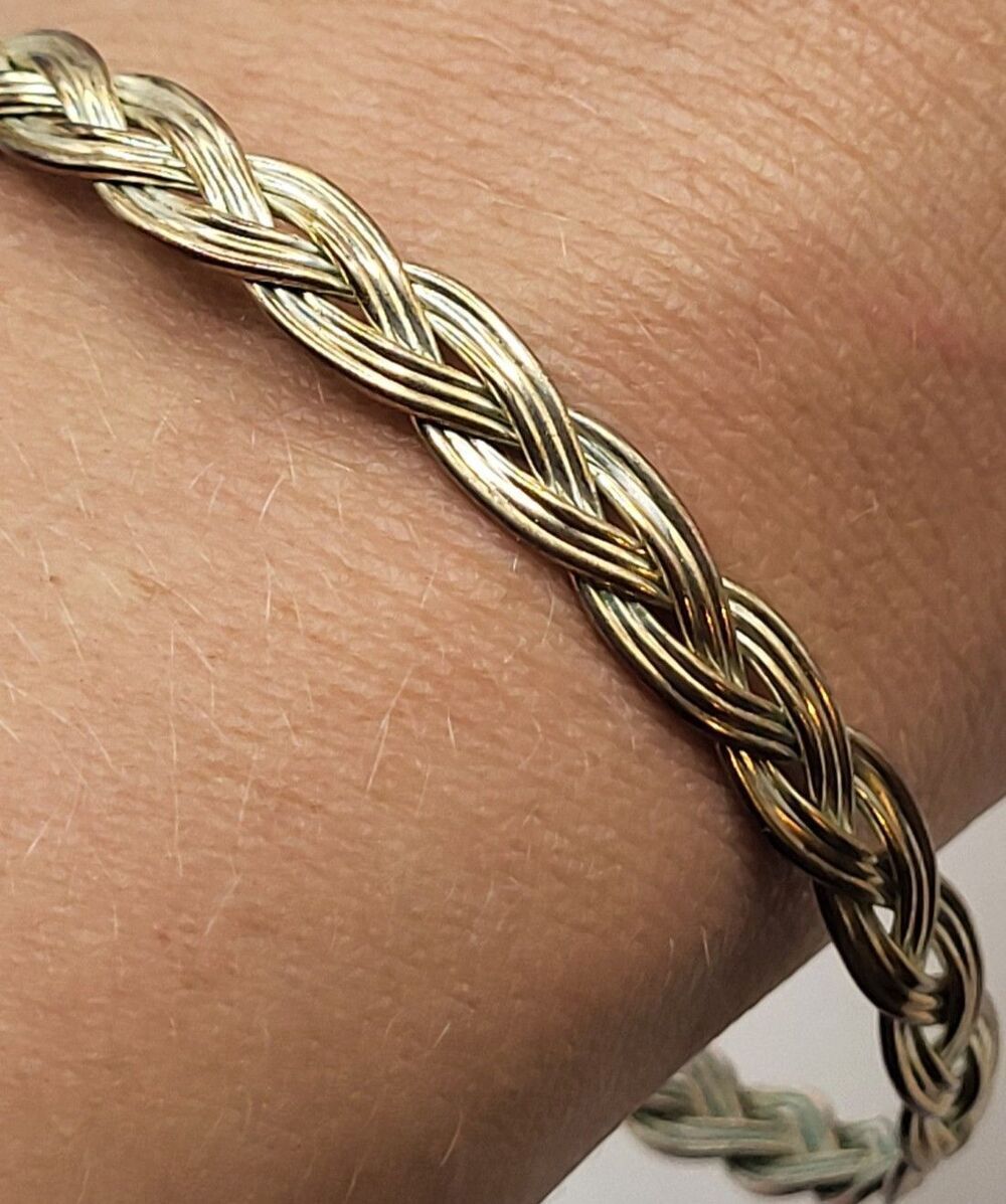 Artisan Woven Silver Bangle Bracelet 2.6in dia